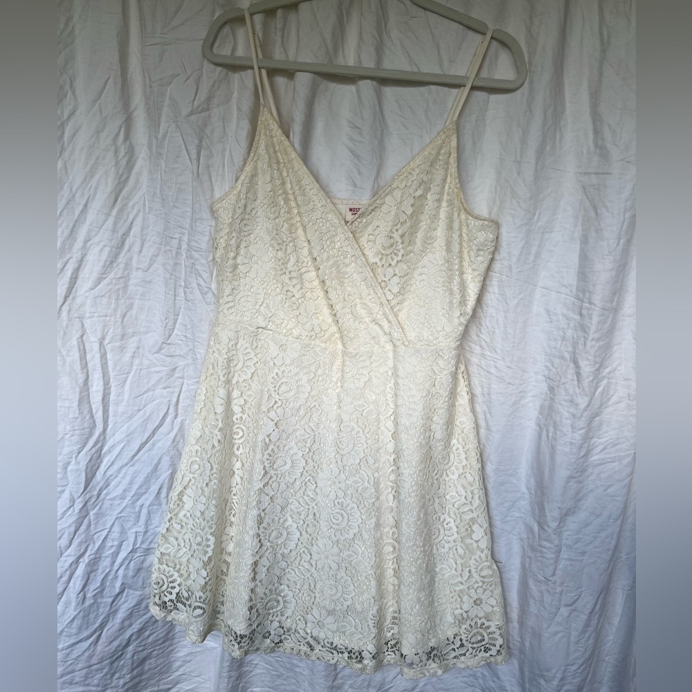 Cream Lace Spaghetti Strap Deess